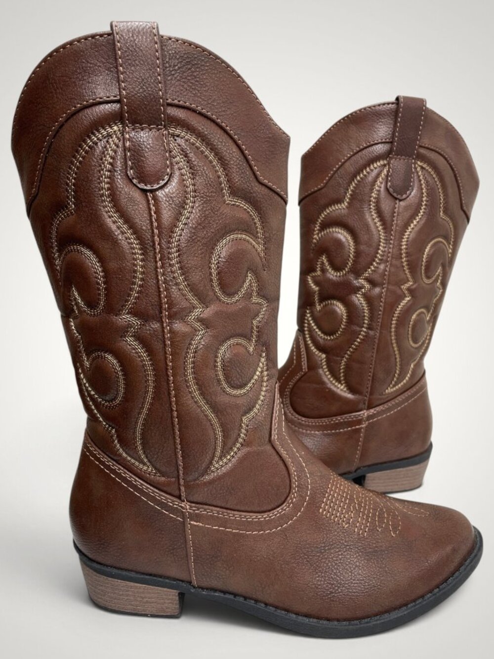 Cat & Jack Brown Faux Leather Western Cowboy Boots Girls Size 4 NEW